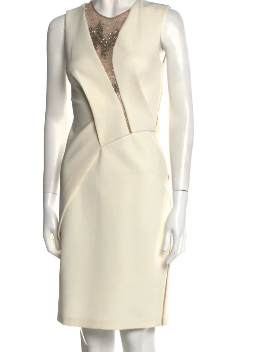 J. Mendel white sequin beaded cocktail party dress size 2